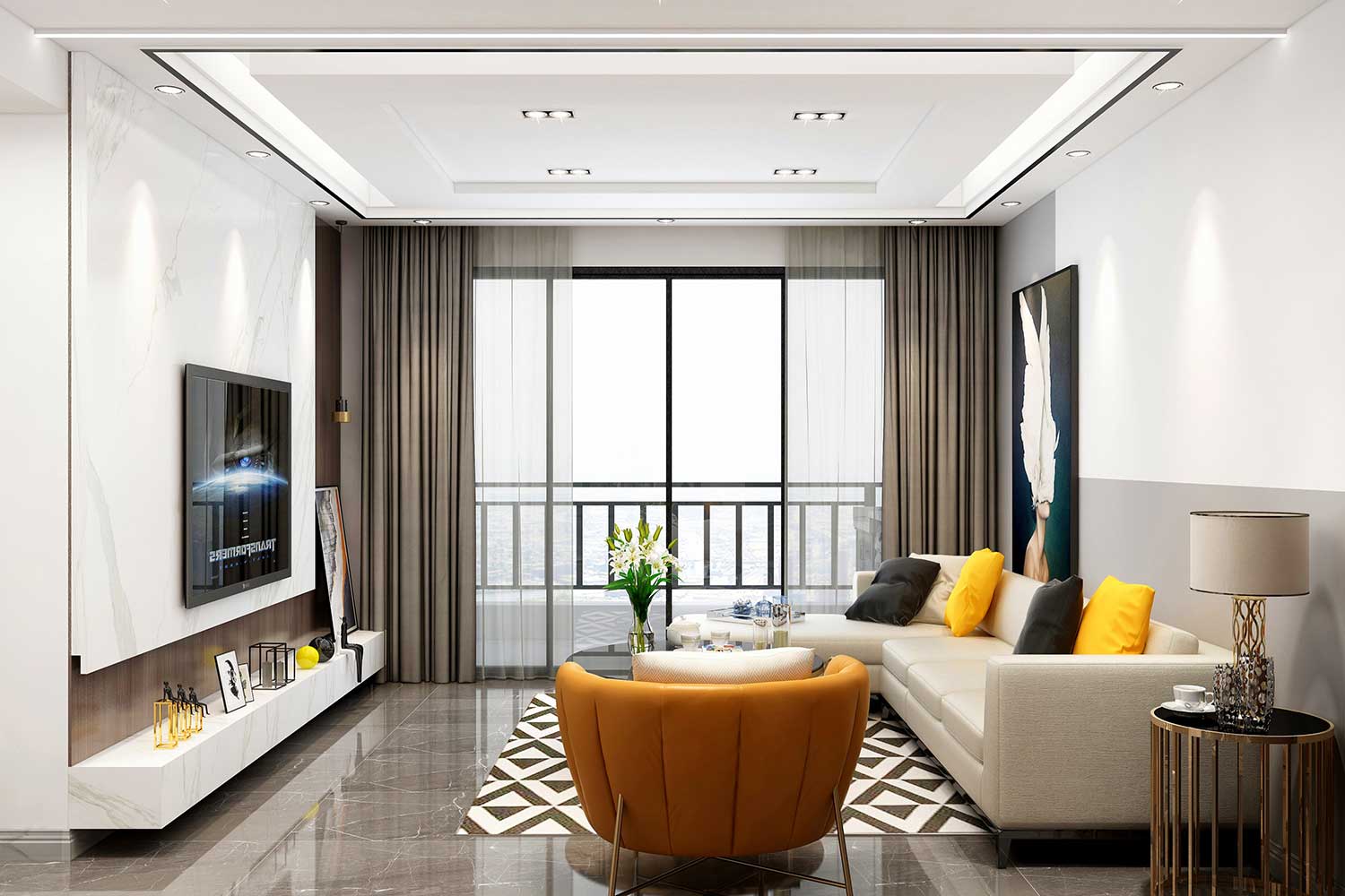 大唐天城91m&sup2;現(xiàn)代輕奢風格案例